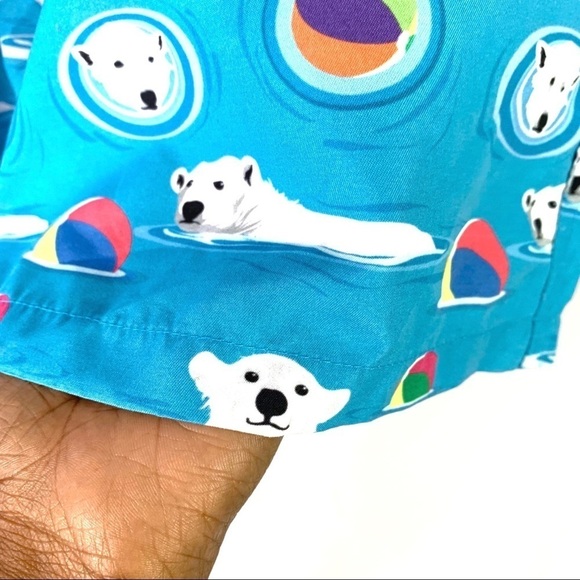 SURF SOCIETY SWIMWEAR BLUE BERMUDA MEN PRINT POLAR BEAR BERMUDA ADJUSTABLE LARGE - Picture 7 of 11